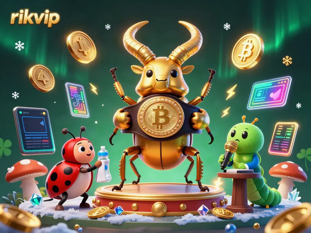 Experience thrilling action in the rich world of rikvip with a vibrant, detailed 3D illustration of a golden stag beetle champion.