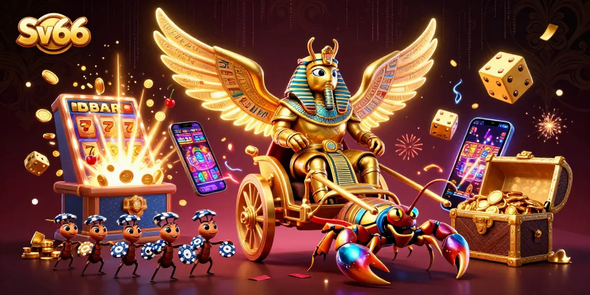 Experience thrilling wins at Sv66 with vibrant 3D casino elements and dynamic gaming visuals.