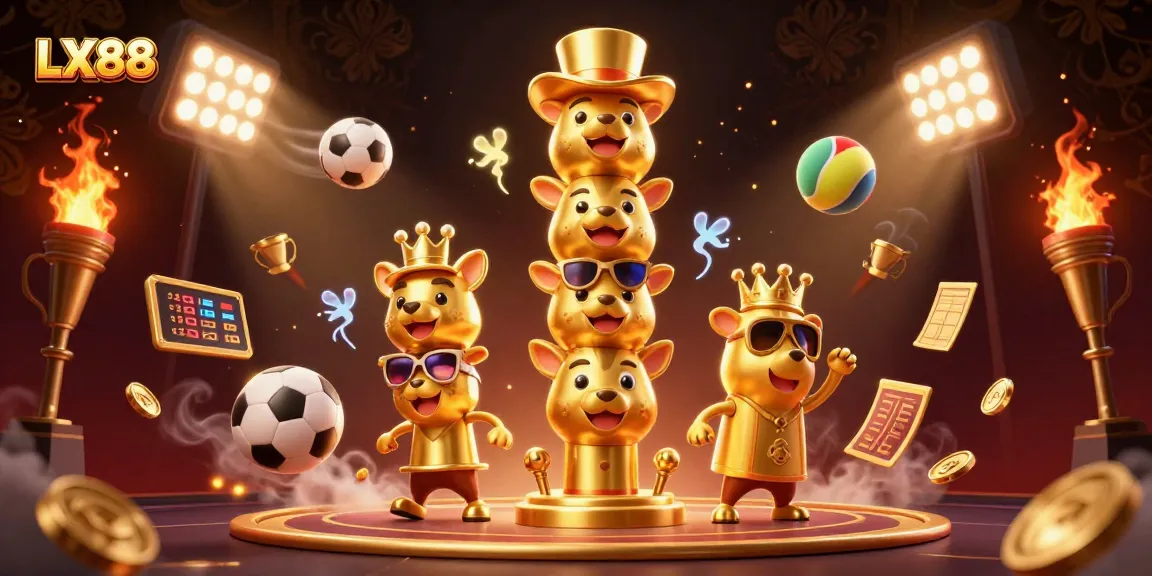 Experience the dynamic energy of LX88 with animated sports elements and colorful casino visuals.