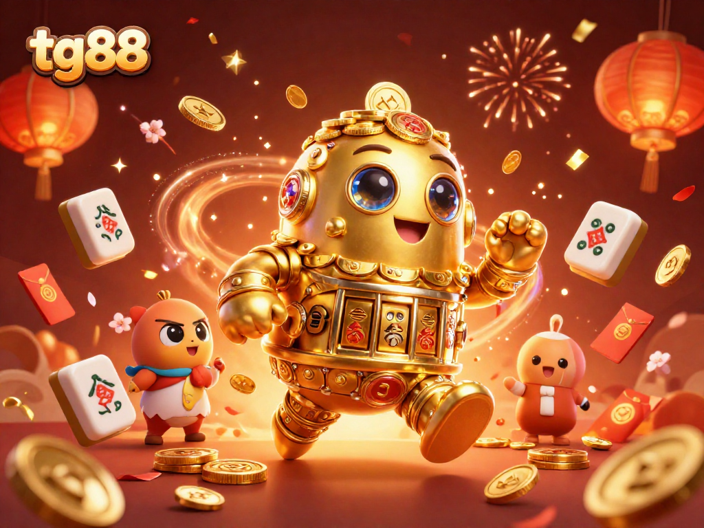 Experience thrilling adventures at tg88 with a golden golem, mahjong, and celebratory elements!