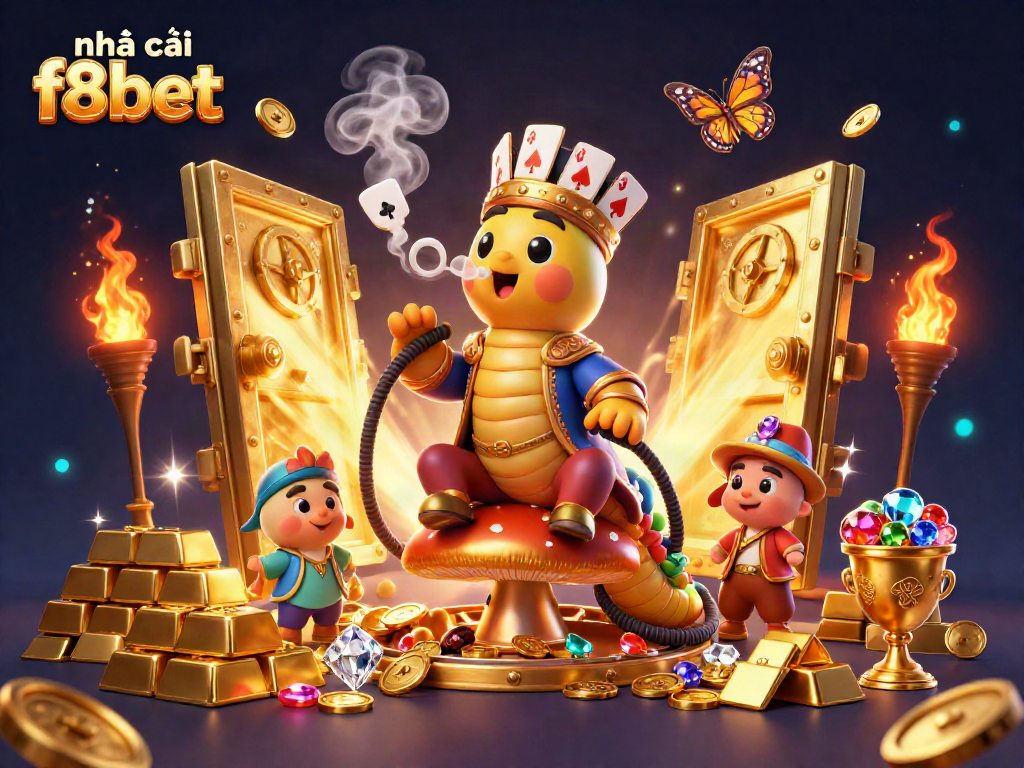 Experience excitement and adventure in nhà cái f8bet with vibrant 3D casino-themed illustration.