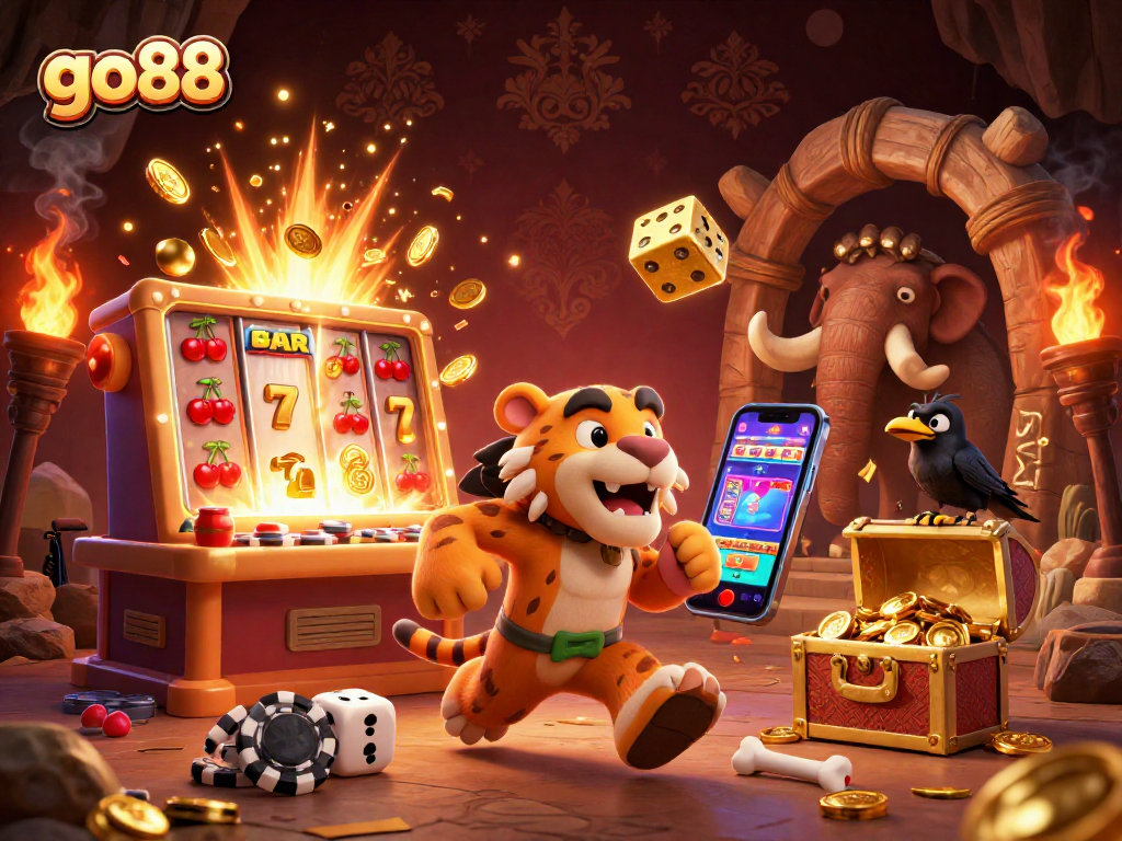 Experience thrilling gameplay at go88 with dynamic casino elements in a vibrant, engaging scene.
