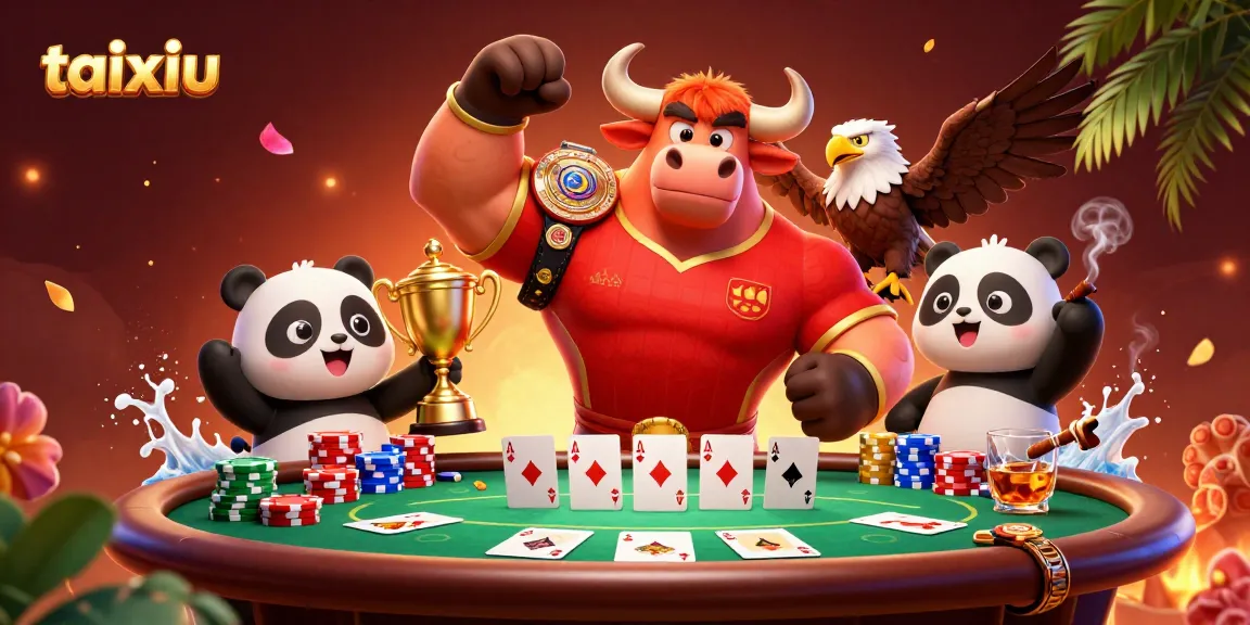 Experience thrilling taixiu action with mascots celebrating a big win at the casino.