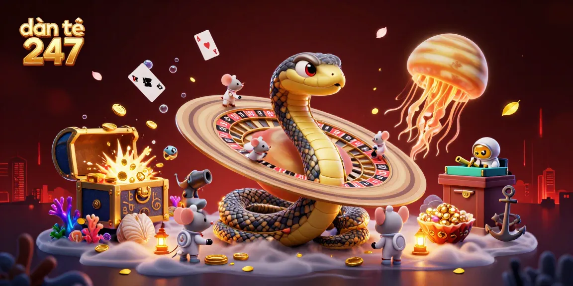 Bet on dàn đề 247 with vibrant cosmic and oceanic gambling elements in action.
