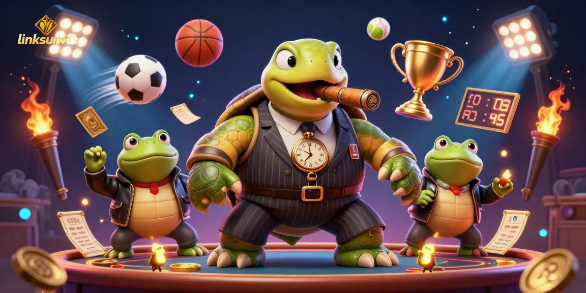 Engage in thrilling sports betting with linksunwin featuring a mobster turtle and dynamic visual elements