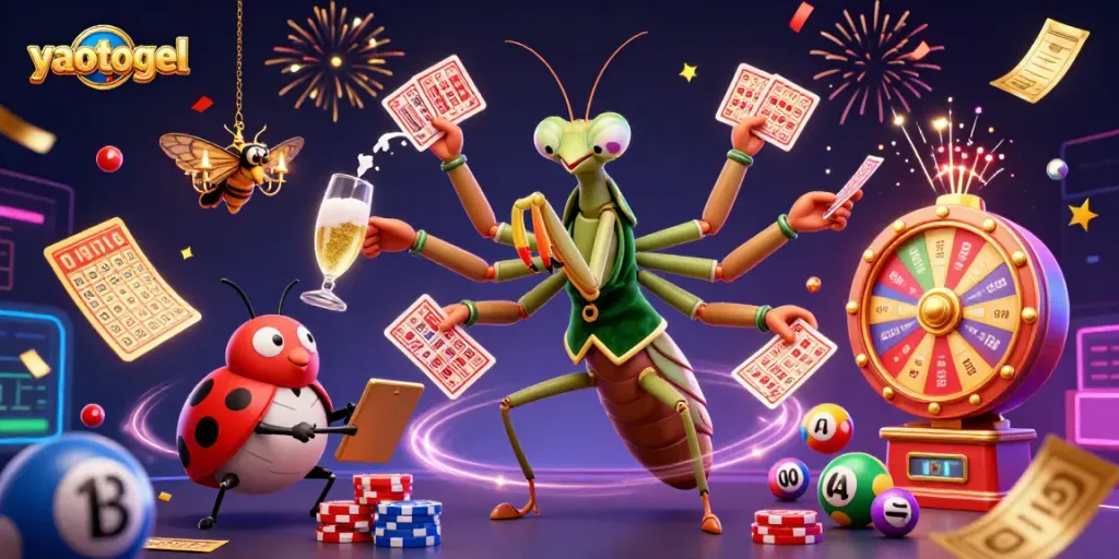 Experience winning action at yaotogel with vibrant lottery elements and playful characters.