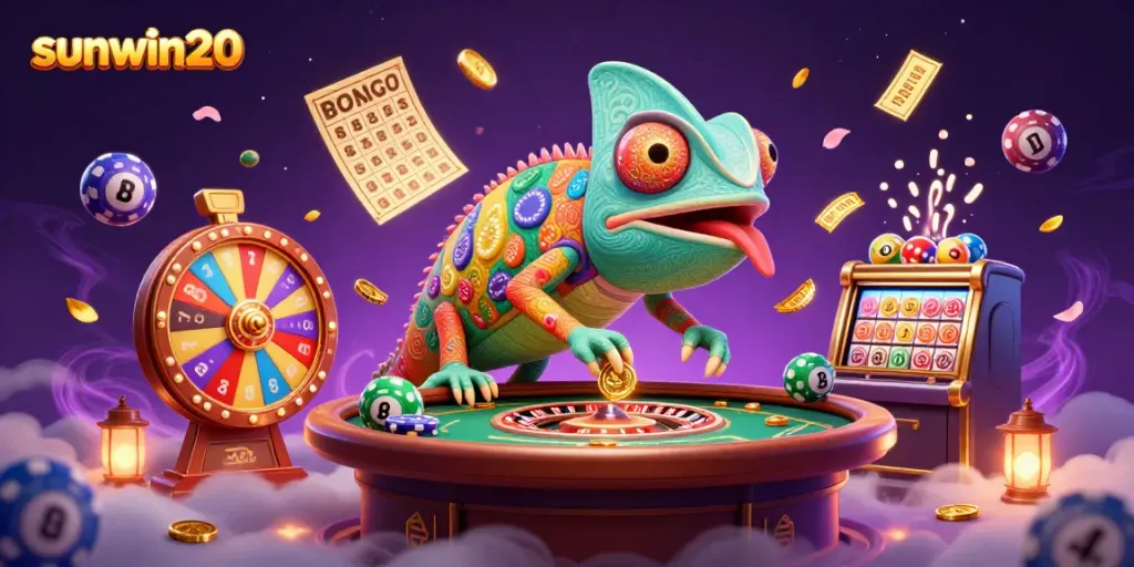 Experience the vibrant action of sunwin20 with a chameleon casino owner and dynamic game elements.