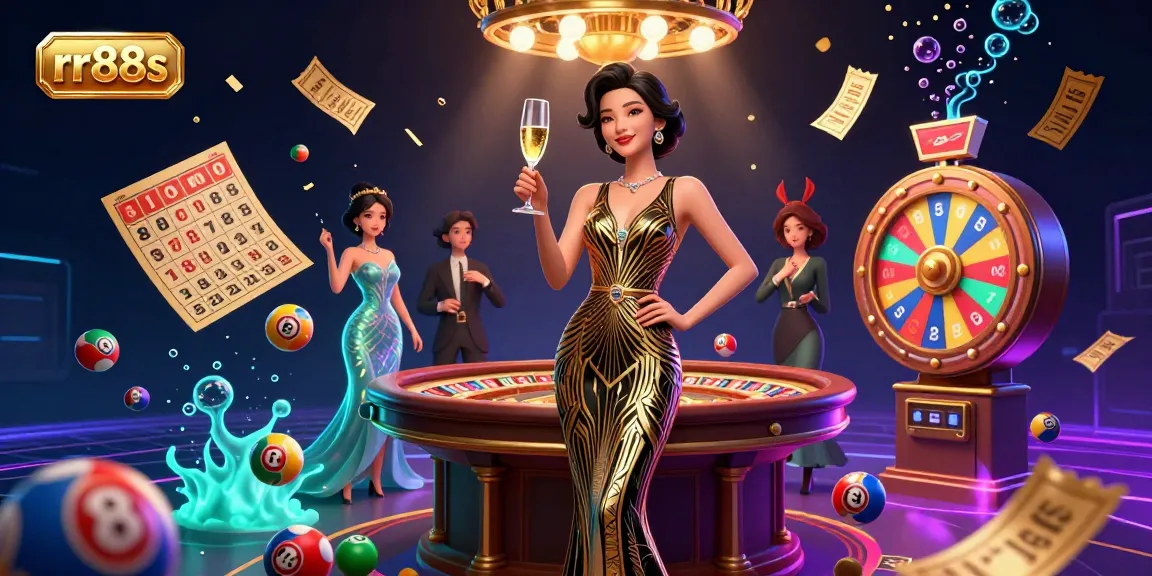 Engage with the vibrant rr88s online casino experience featuring an elegant Asian woman and dynamic game elements.