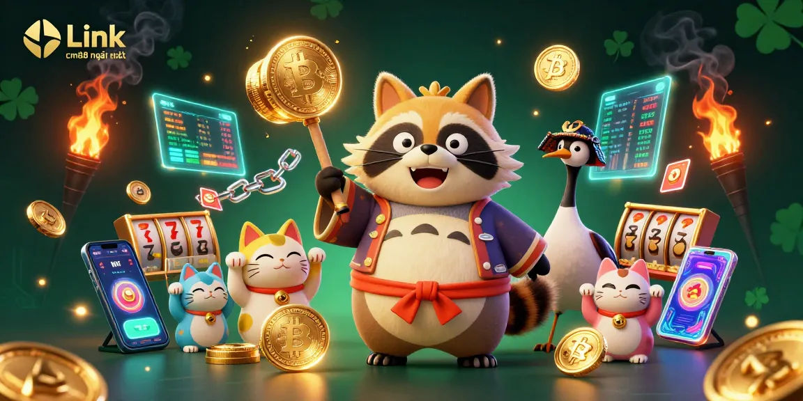 Engage with the thrilling Link cm88 mới nhất as vibrant characters celebrate luck and gaming.