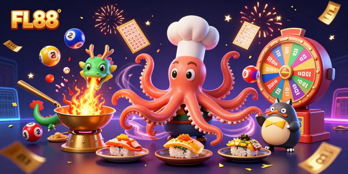 Experience thrilling gameplay at FL88 with vibrant lottery elements and energy-filled casino scene.
