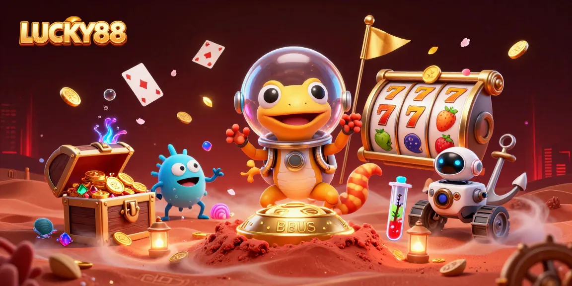 Spin the reels of LUCKY88 as a gecko discovers a golden casino on Mars filled with treasures.