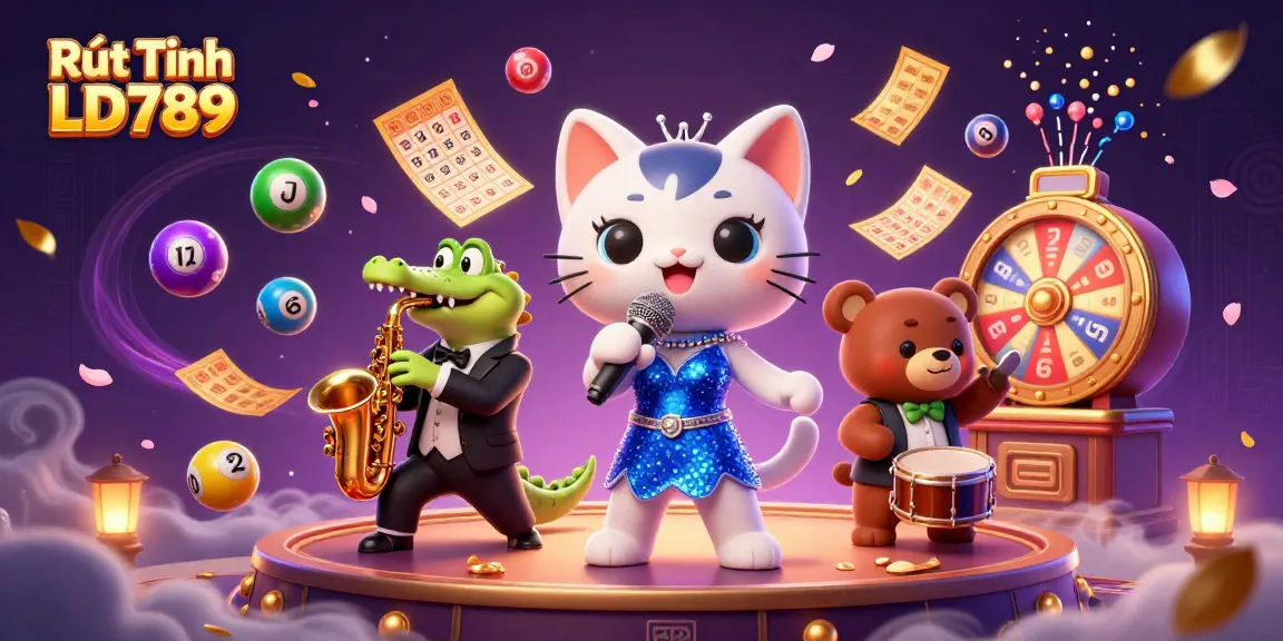 Experience thrilling wins with Rút Tiền LD789 in a vibrant casino scene featuring energetic characters.