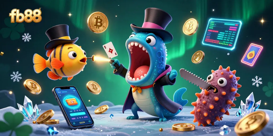 Experience exciting casino vibes with fb88's vibrant illustration featuring magical sea creatures and gambling elements.