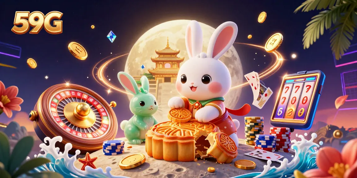 Experience thrilling gaming with 59G's vibrant casino illustration featuring exciting elements and characters.