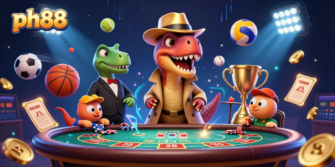 Experience thrilling moments at ph88 with a cartoon velociraptor card counter at the blackjack table.