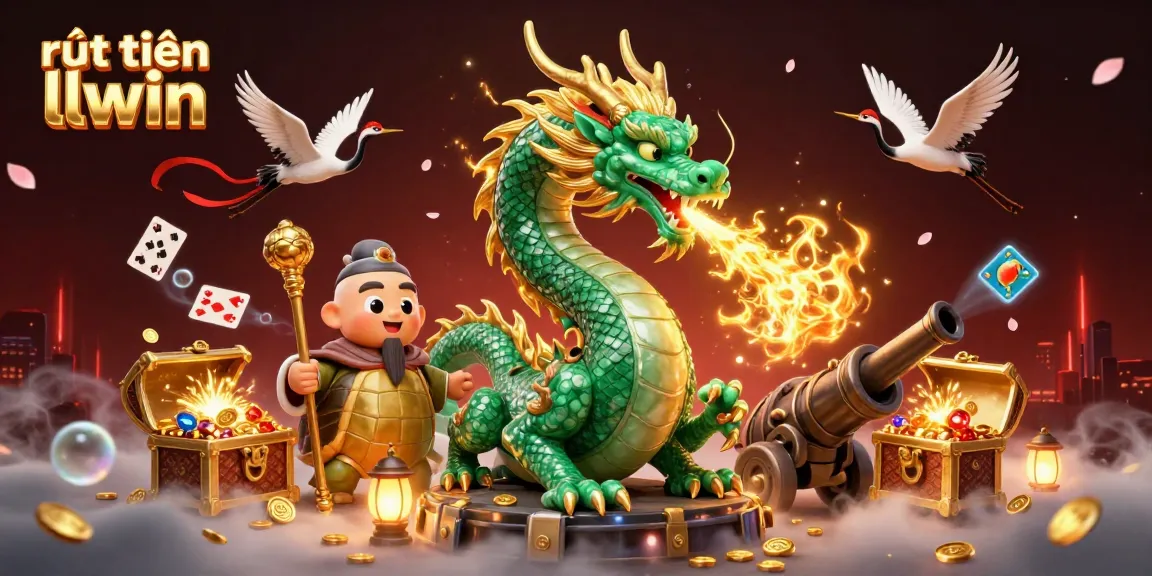 Experience rút tiền llwin with exciting golden dragons, vibrant treasures, and rich casino elements.