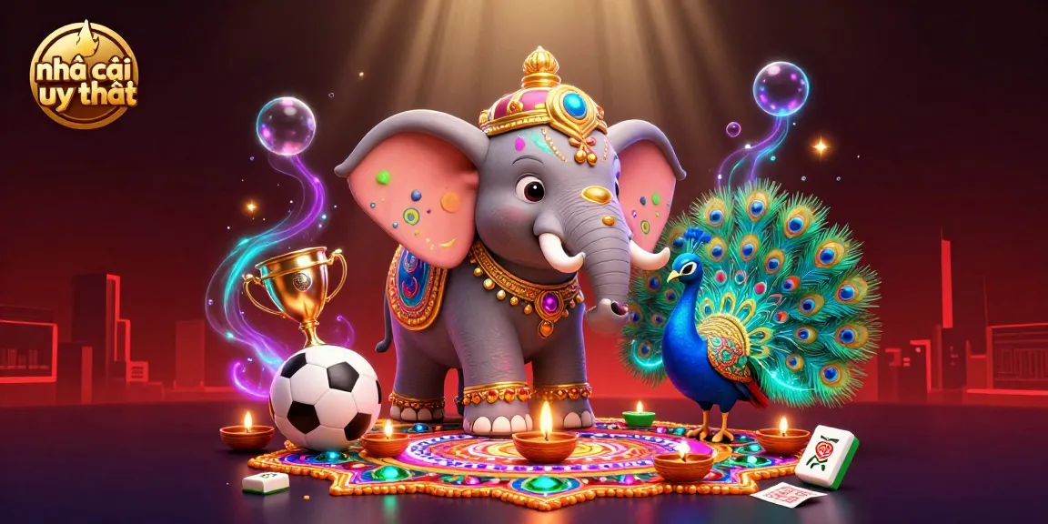 Betting on nhà cái uy tín with vibrant sports-themed elements and 3D character illustration