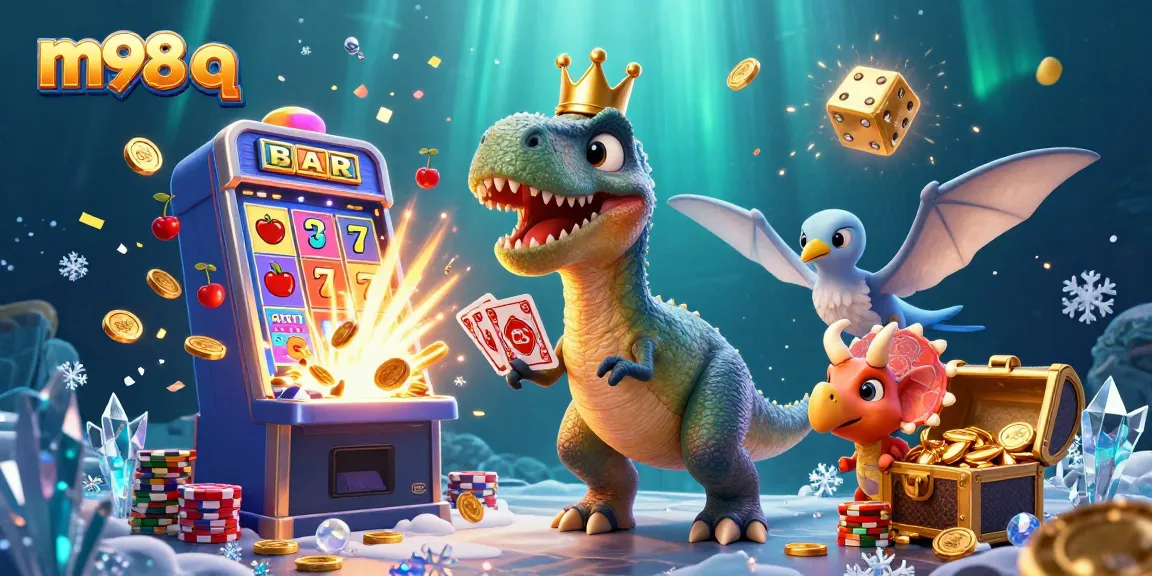 Engage in thrilling gameplay at m98 q with vibrant scenes of a colorful 3D casino environment featuring fun characters.