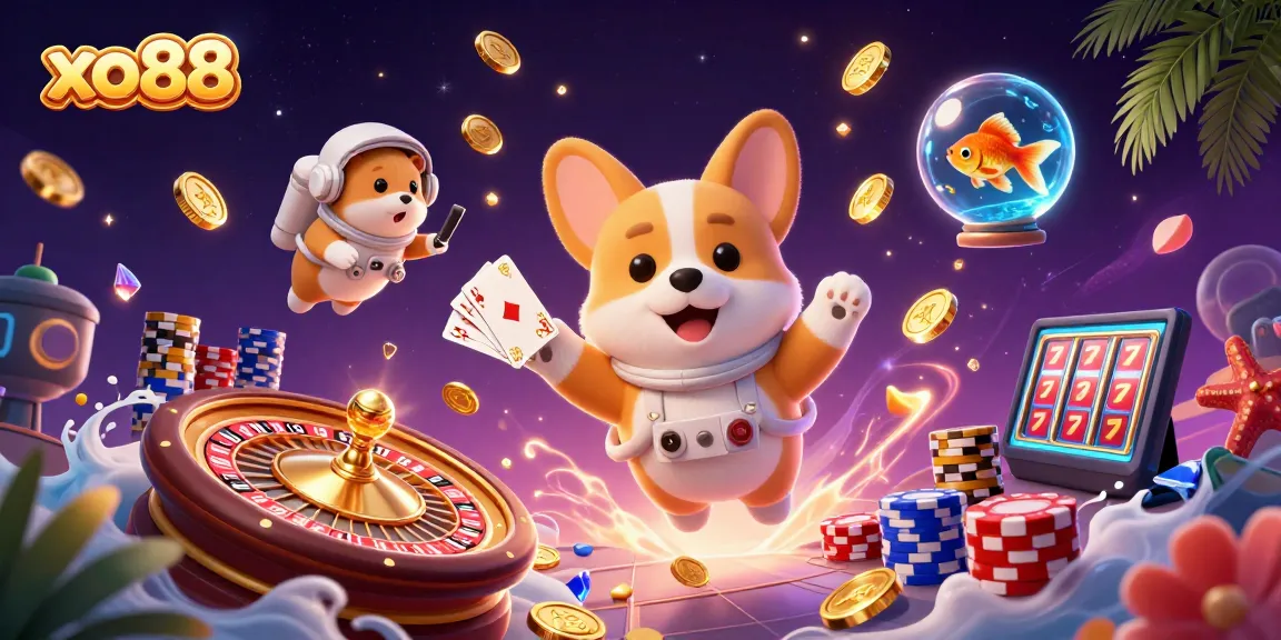 Experience thrilling gaming action with xo88 in a 3D casino space adventure.