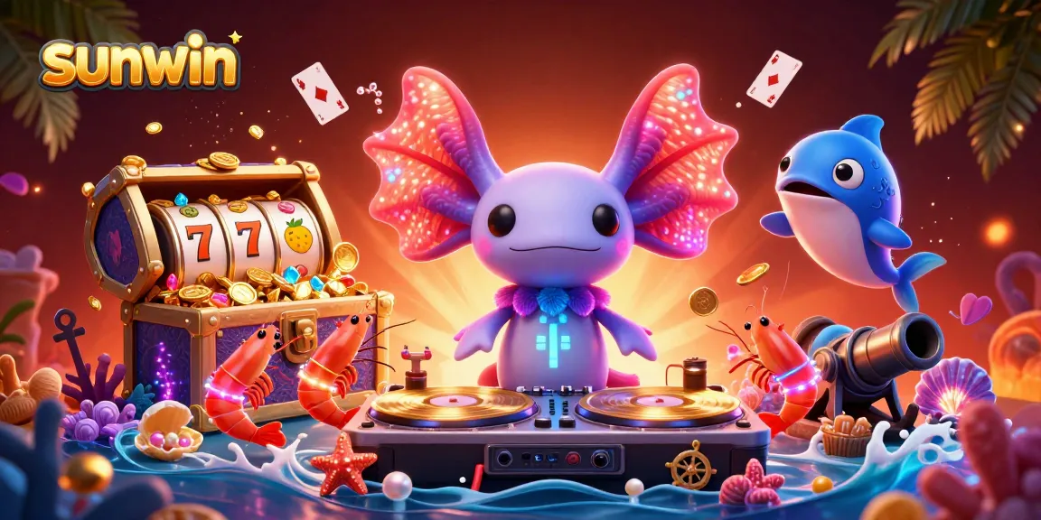 Experience the excitement of sunwin with vibrant underwater casino characters and dynamic elements.
