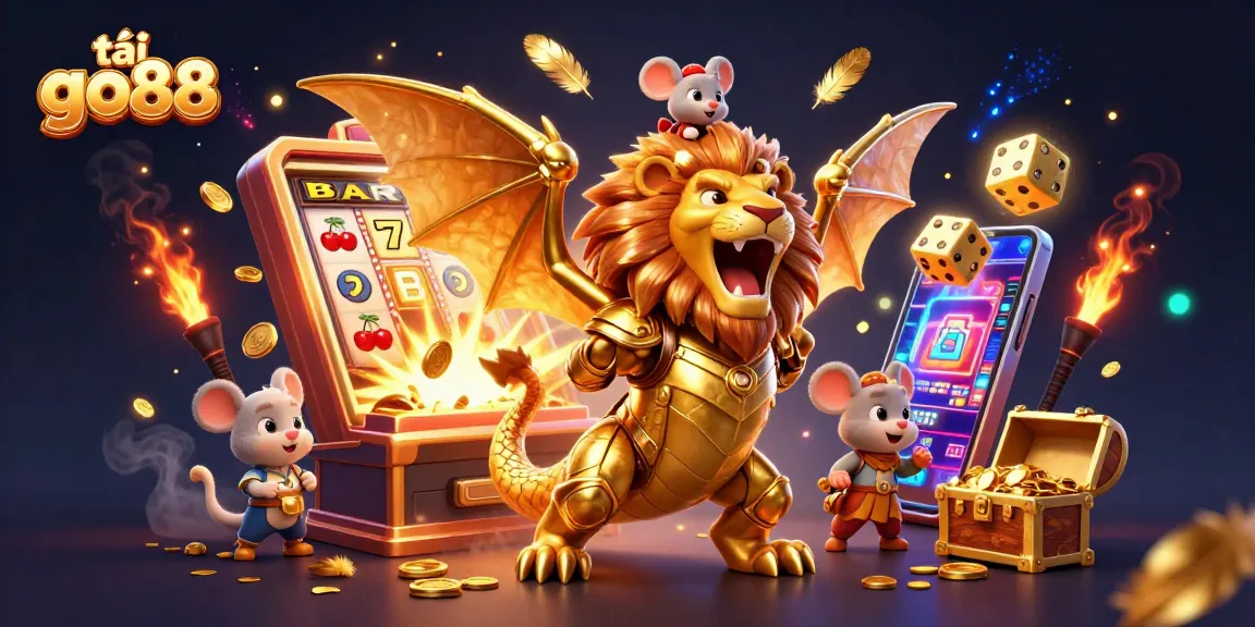 Engage in endless fun with tải go88, featuring a vibrant jackpot explosion and a heroic chimera!