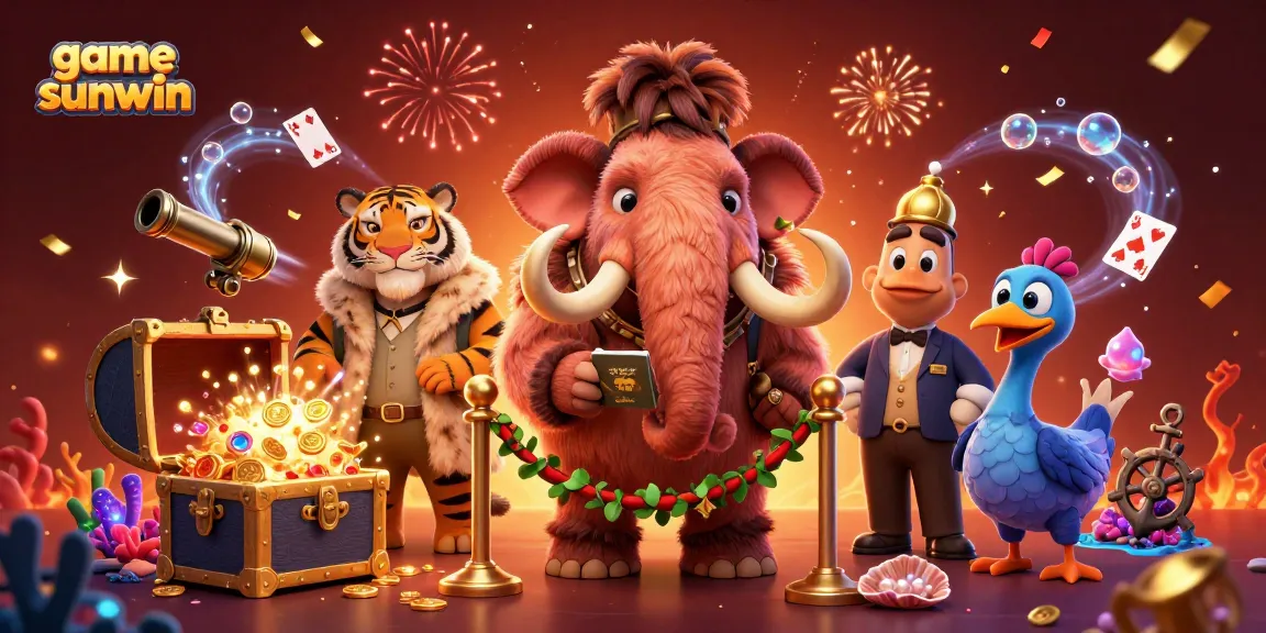 Engage with the game sunwin experience, featuring vibrant characters and themed casino elements.