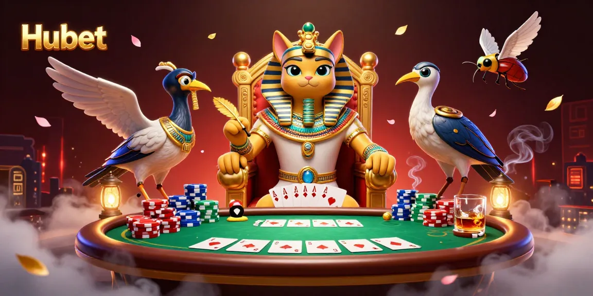 Experience Hubet's premier gaming with captivating Egyptian-themed casino illustration.