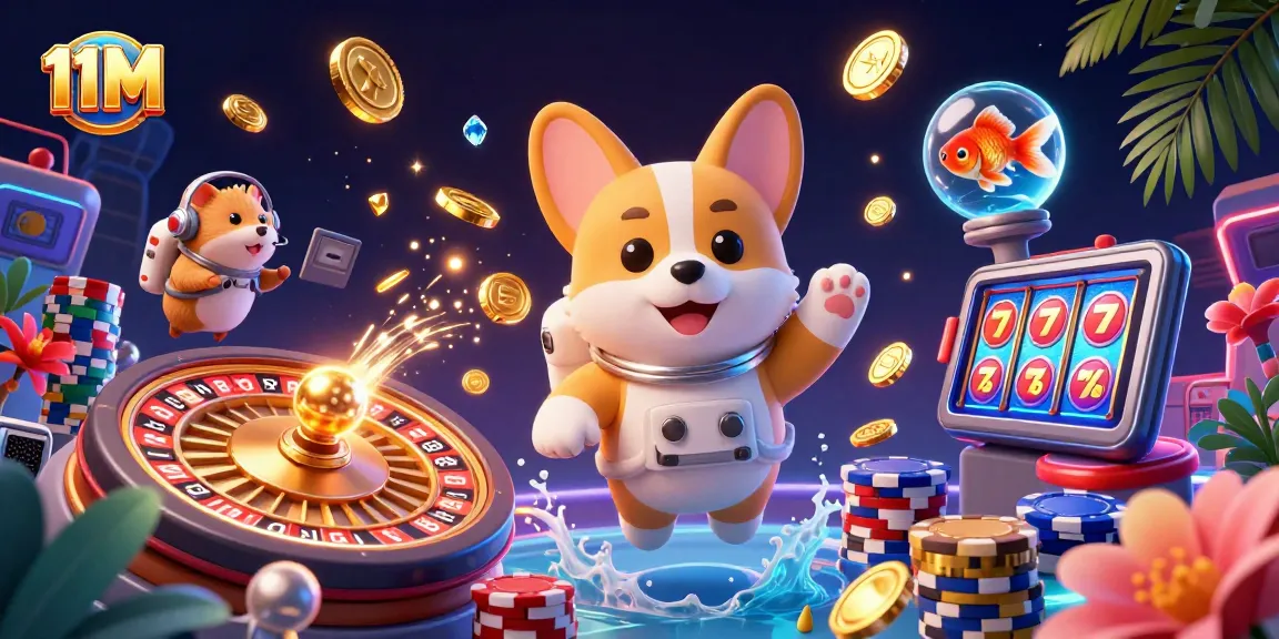 Experience thrilling action with 11M as the astronaut corgi explores a vibrant casino universe.