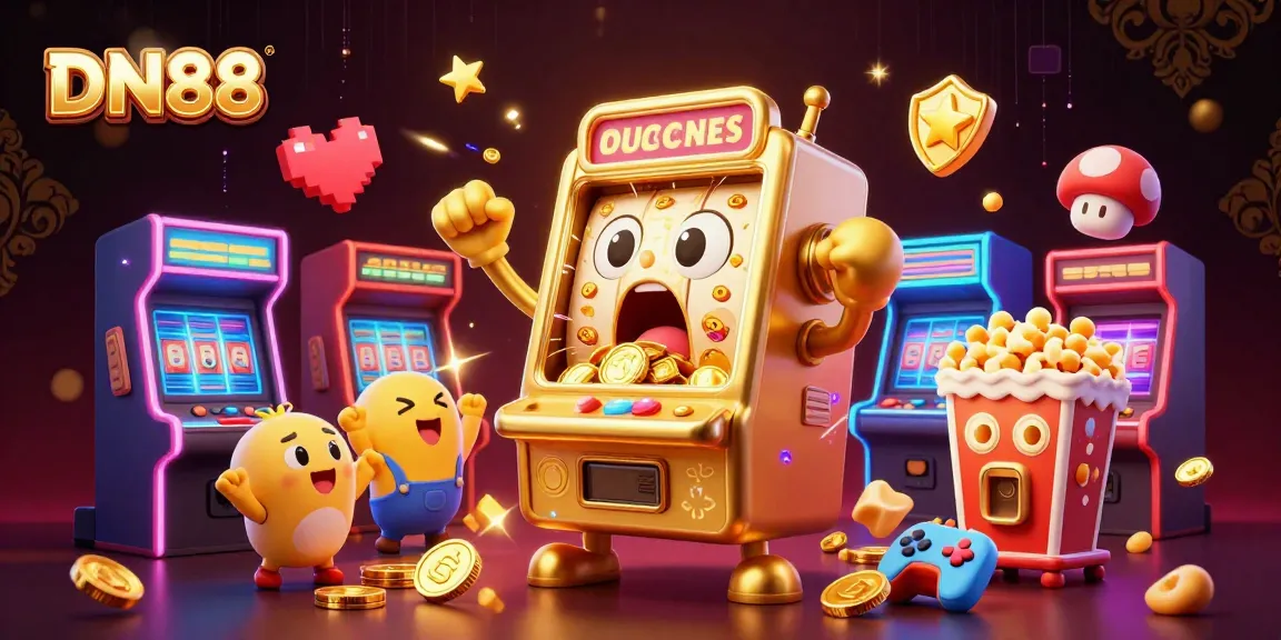 Experience DN88's vibrant casino atmosphere with a lively slot machine winning a jackpot.