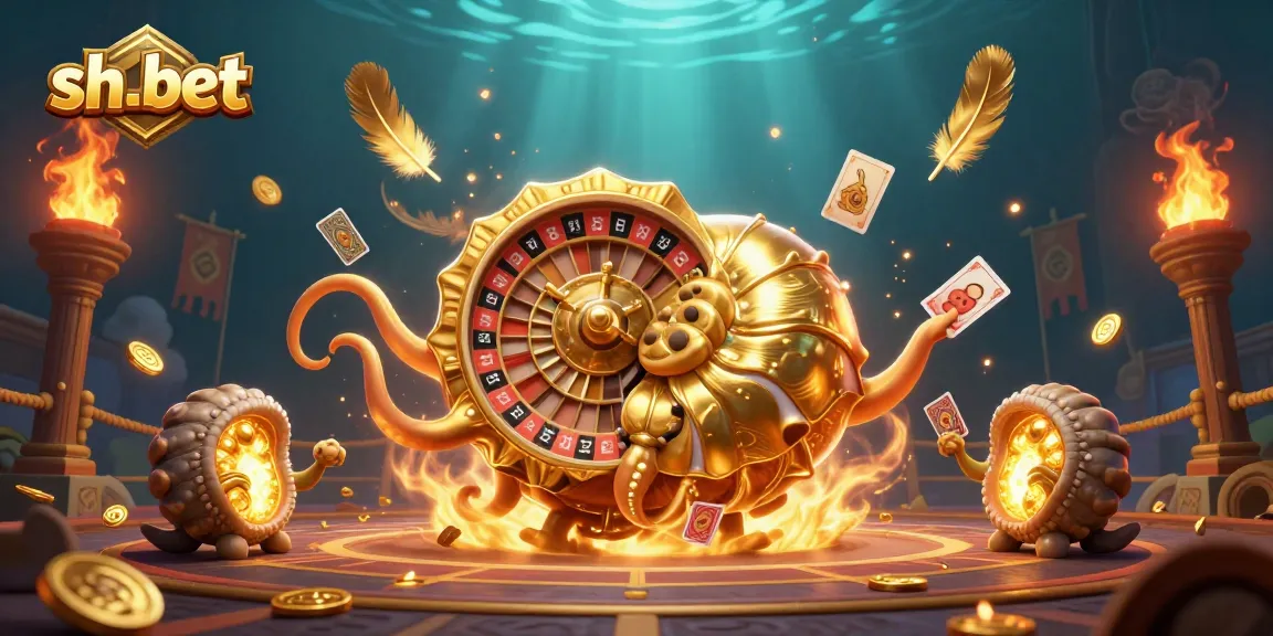 Experience thrilling gaming at sh-bet with a vibrant 3D scene featuring ancient characters and dynamic casino elements.