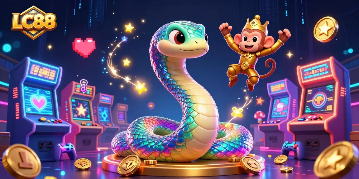 Engage in exciting gaming adventures with LC88 featuring a vibrant scene filled with colorful characters and casino elements.