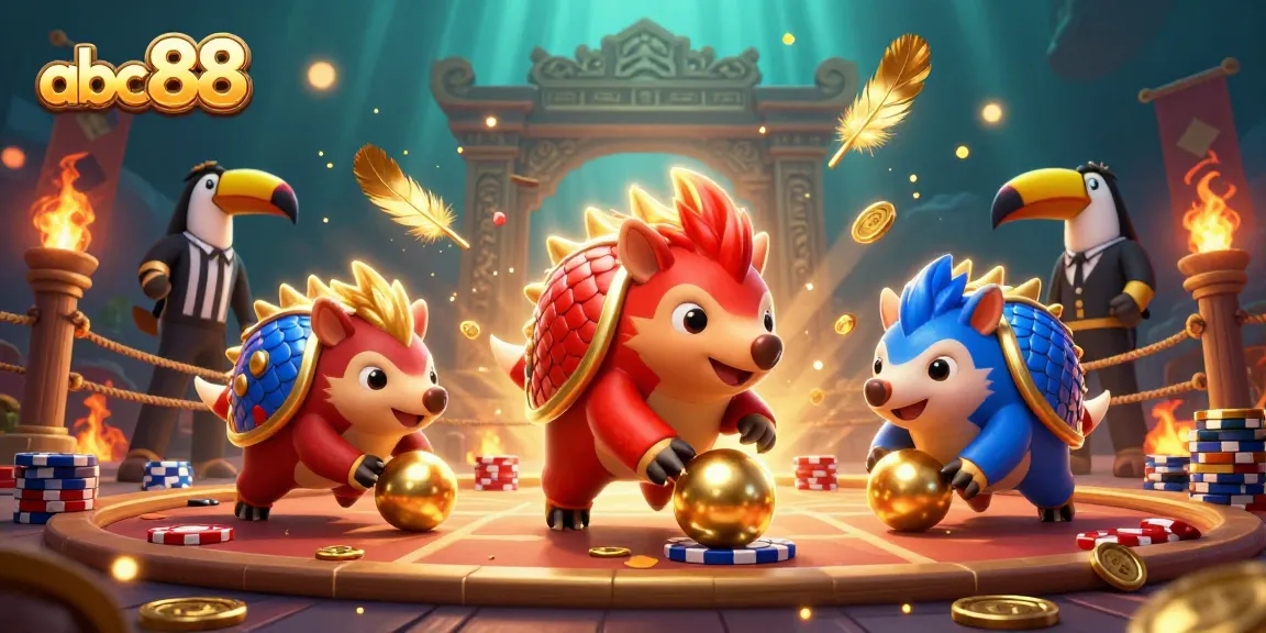 Engage with abc88 as rival pangolins roll through poker chips in a vibrant casino scene.