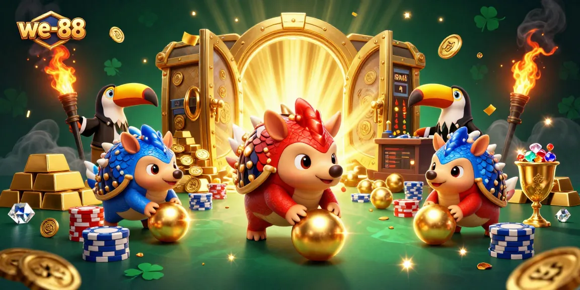 Experience winning gameplay at we-88 with animated pangolins, jackpots, and casino excitement.