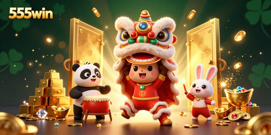 Engage with the vibrant world of 555win as colorful characters celebrate with riches and casino excitement.