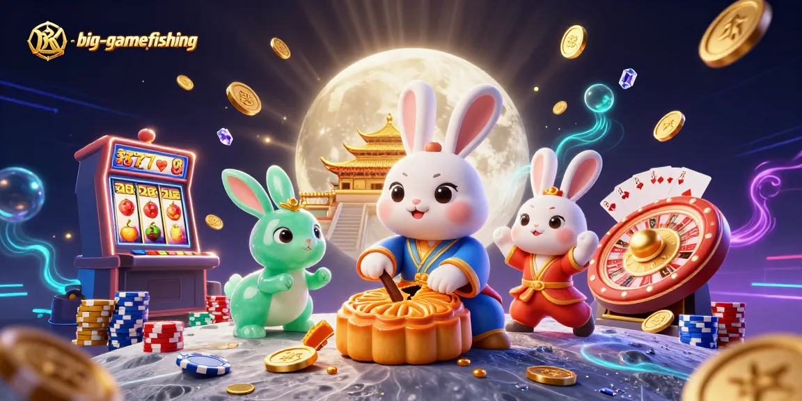 Engage in big-gamefishing with vibrant 3D gambling elements showcasing a festive moon rabbit scene.