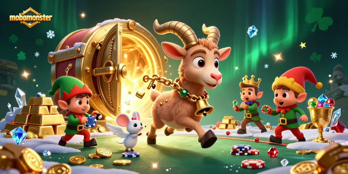Engage with mobamonster: enjoy festive gaming with Krampus and a bustling holiday casino scene.