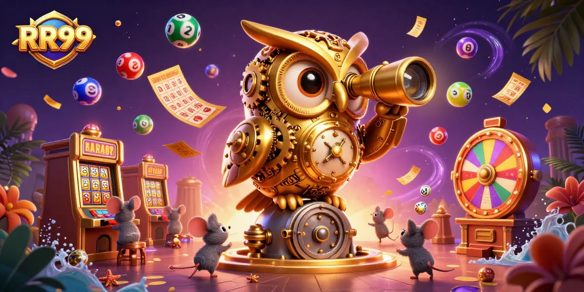 Experience the excitement of RR99's dynamic gaming scene with a vibrant lottery and casino atmosphere.