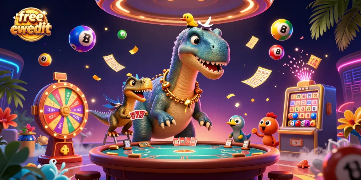 Engage in thrilling games with free credit ewallet showcased in a vibrant casino scene.