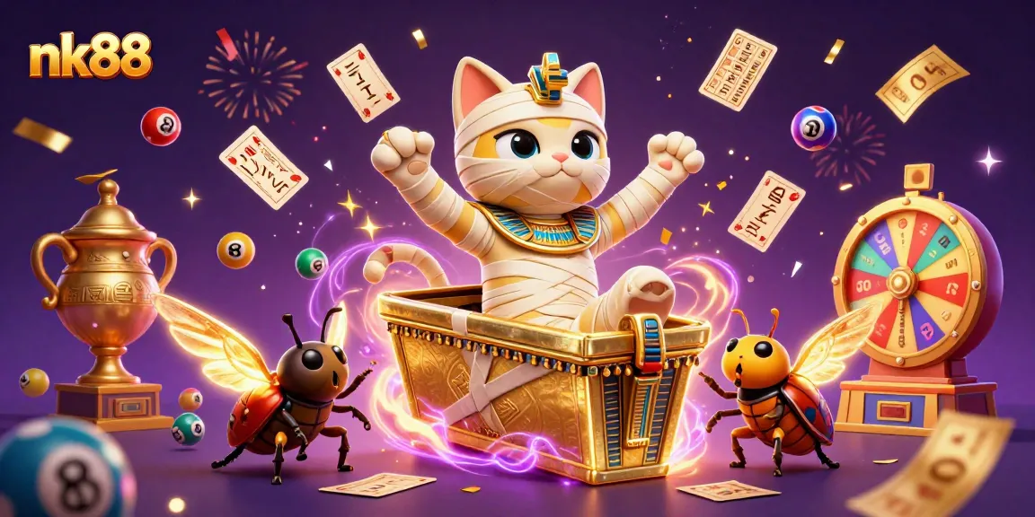 Engage with nk88's thrilling 3D illustration showcasing vibrant lottery fun and gaming excitement.