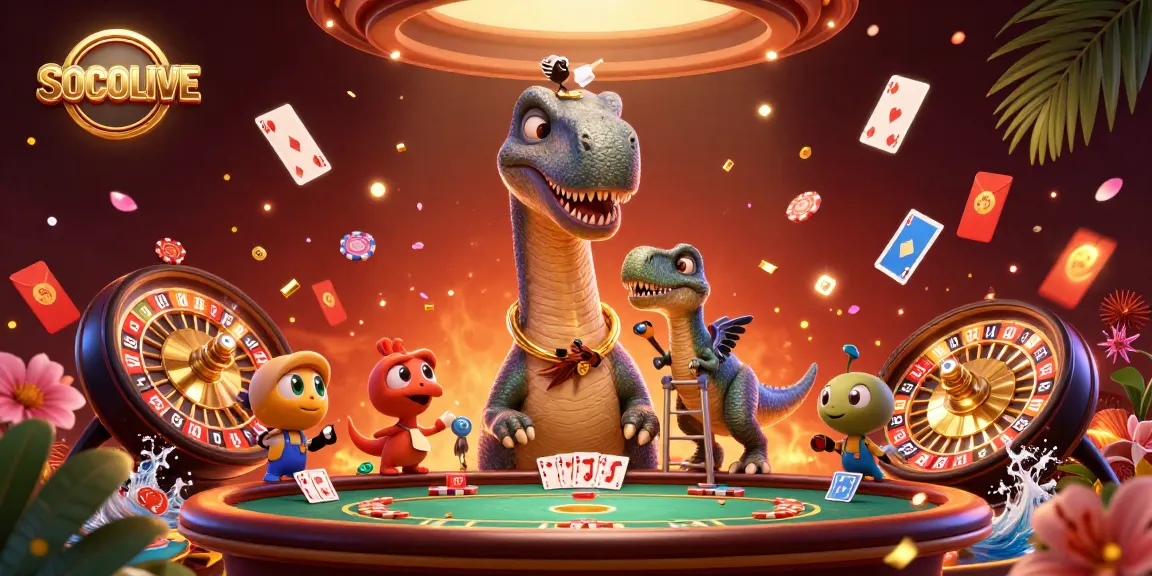 SOCOLIVE captivates players with vibrant 3D casino scene featuring thrilling poker action.