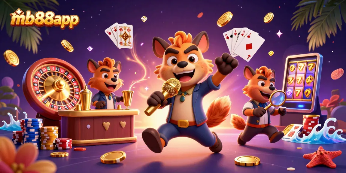 Experience winning at mb88app with vibrant casino hyenas mixing drinks, telling jokes, and checking IDs.