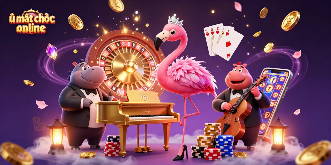 Engage in ù mạt chược online with a dynamic casino illustration showcasing vibrant characters and gaming elements.