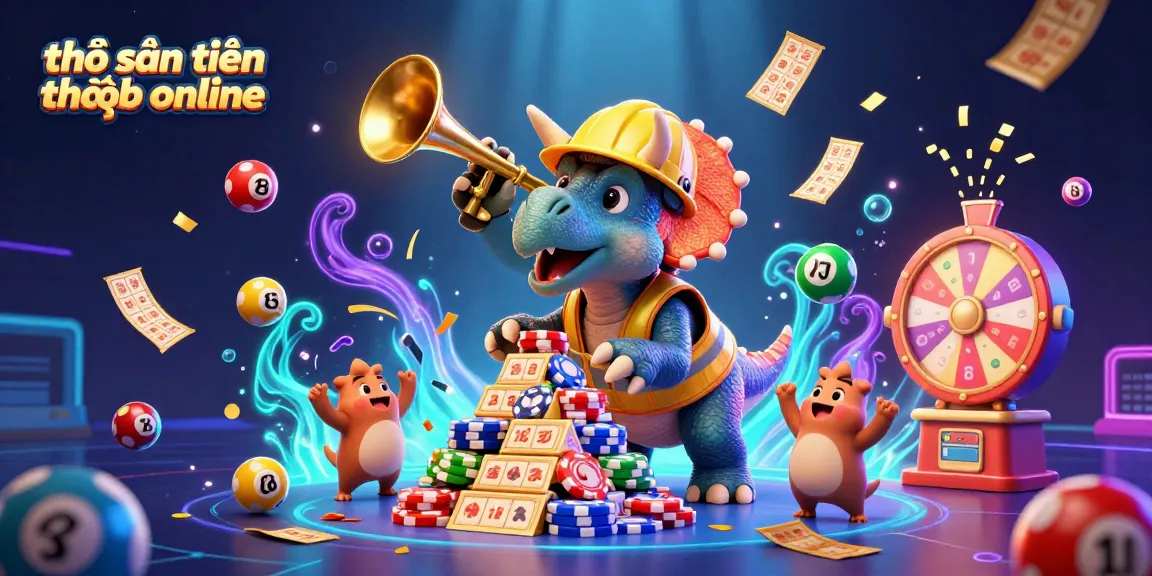 Engage with the thrilling thợ săn tiền thưởng online as triceratops builds poker chip pyramid amidst dynamic game elements.