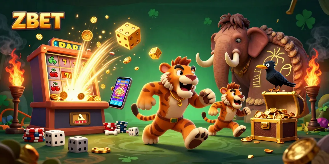 ZBET brings you an exciting prehistoric casino scene with a caveman and sabertooth tiger duo.